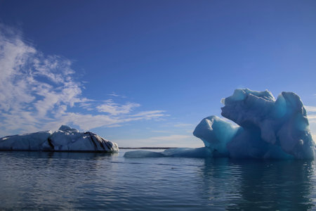 Iceberg in sunny day in Jokulsarlon Lagoon, Iceland.