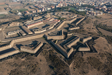 Aerial view of Sant Ferran Castle, Bulwark of Santa Tecla, Figueres, Girona Spain