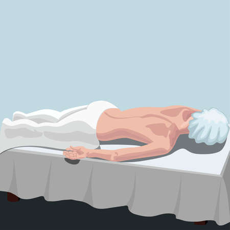 The woman lies on her stomach on the couchのイラスト素材