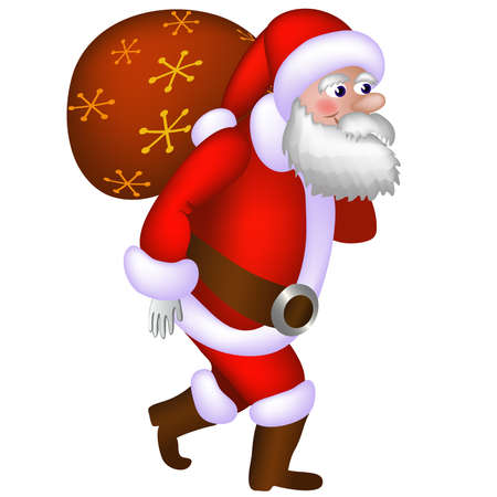 Illustration of Santa Claus carrying a bag with giftsのイラスト素材