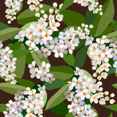 Seamless background from bunch of blossoming cherries flowerのイラスト素材
