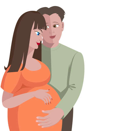 Couple of pregnant woman with manのイラスト素材