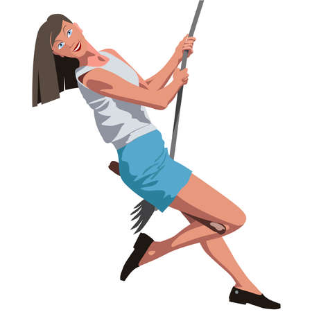 Happy woman on a swingのイラスト素材