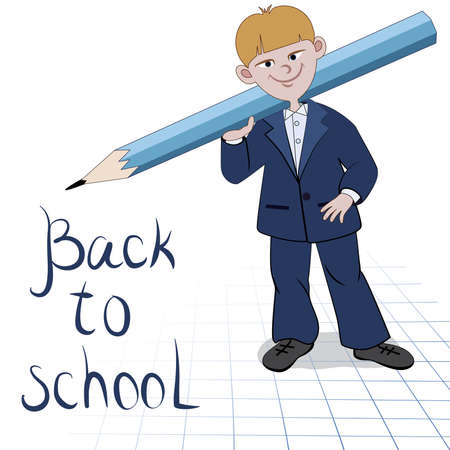 Student boy with great pencilのイラスト素材