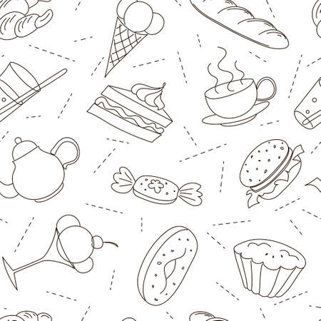 Drawing black contours of culinary theme over white background.のイラスト素材