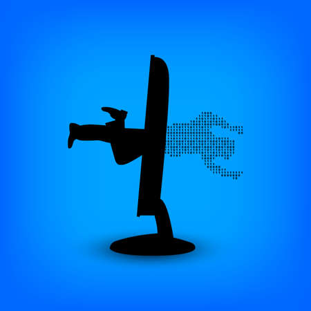 Jumping man in monitorのイラスト素材