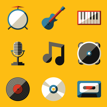 Flat icon set. Music. Vector illustrationのイラスト素材
