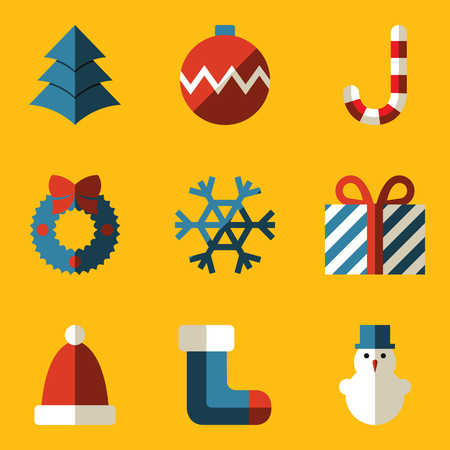 Flat icon set. Merry Christmas. Vector illustration のイラスト素材