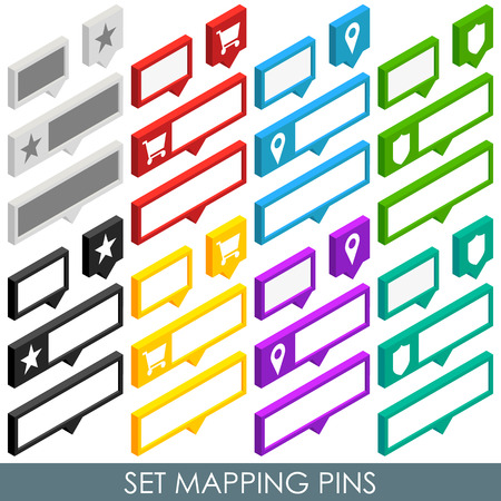 Isometric set mapping cloud pins. Vector illustration in eps10のイラスト素材