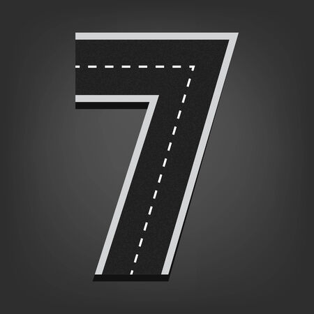 Seven number. Road font.のイラスト素材