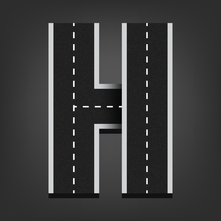 H letter. Road font.のイラスト素材