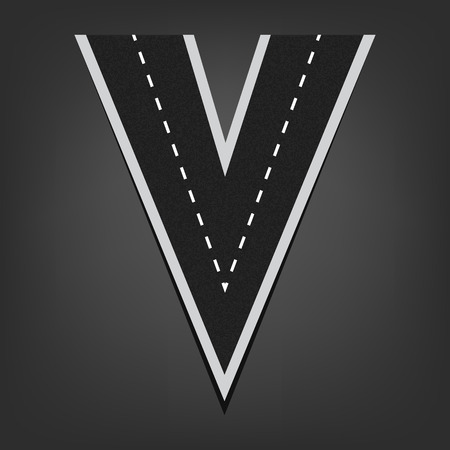 V letter. Road font. のイラスト素材