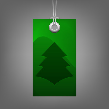 Green price tag with Christmas tree. のイラスト素材