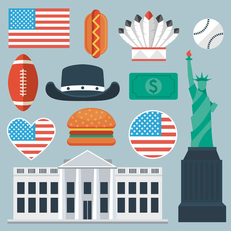 USA flat icon set. Vector illustration in eps10のイラスト素材