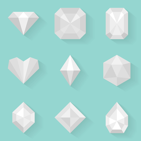 Flat icon set. Diamond. White style. Vector illustration in eps10のイラスト素材