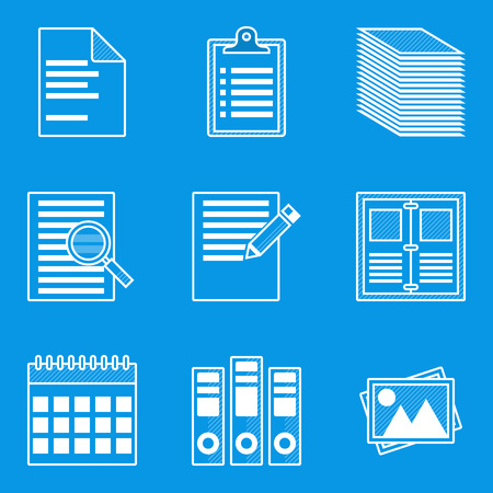 Blueprint icon set. Paper. Vector illustration in eps10のイラスト素材