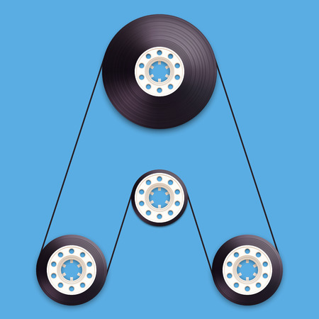 A vector illustration of a recordable babin of tape cassette. Letter A. Vector illustration in eps10のイラスト素材