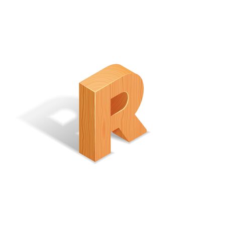 Isometric wooden letter A with shadow.のイラスト素材