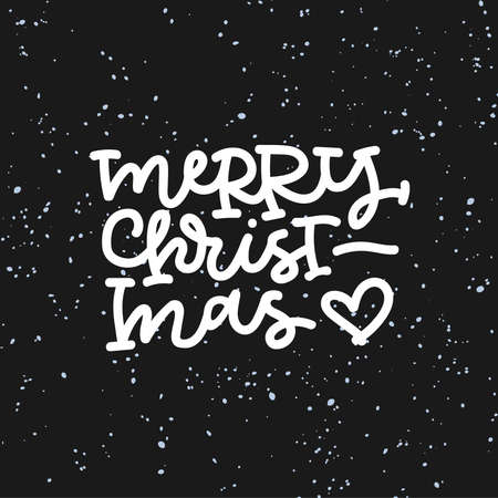 Merry christmas hand lettering on black background. Can be used on postcards, invitations, bags and etc.のイラスト素材