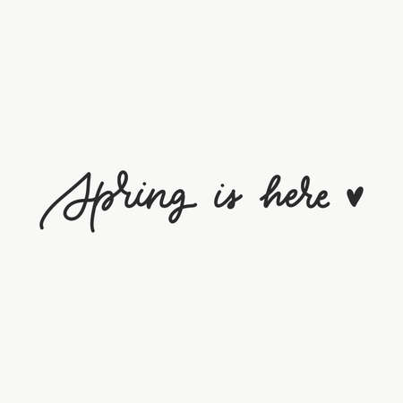 Spring is here artistic hand lettering. Vector illustrationのイラスト素材