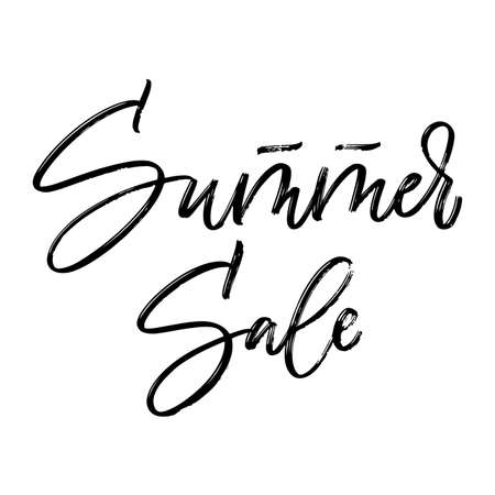 Summer Sale hand lettering. Dry brush trace. Artistic calligraphy on white background. Vector illustration.のイラスト素材