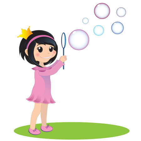 EPS 10 illustration  Little princess blowing soap bubblesのイラスト素材