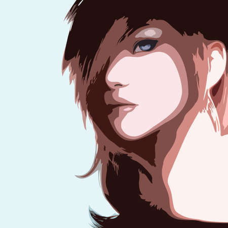 Vector illustration of a young woman with long hair. Posterのイラスト素材