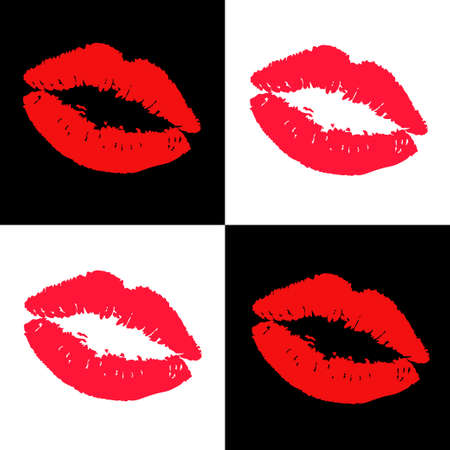 lipstick kisses design elementsのイラスト素材