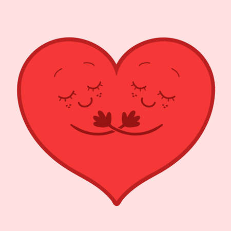 Two parts of a heart hugging one another. Vector illustrationのイラスト素材
