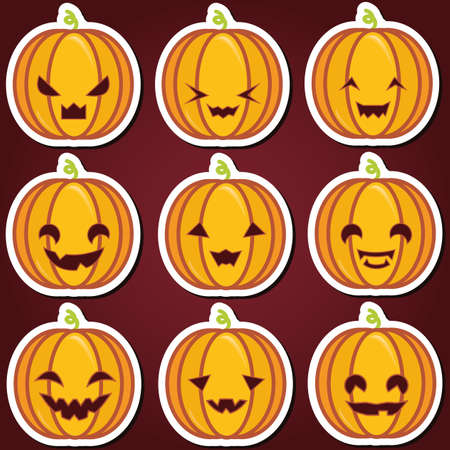 Set of a funny halloween pumpkin - stickersのイラスト素材