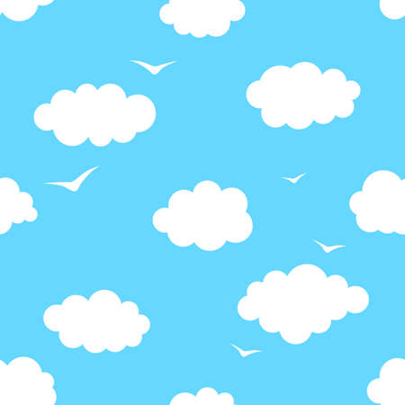 Blue sky with clouds, seamless patternのイラスト素材