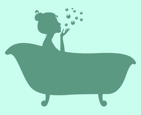 Woman in bathtub. Silhouetteのイラスト素材