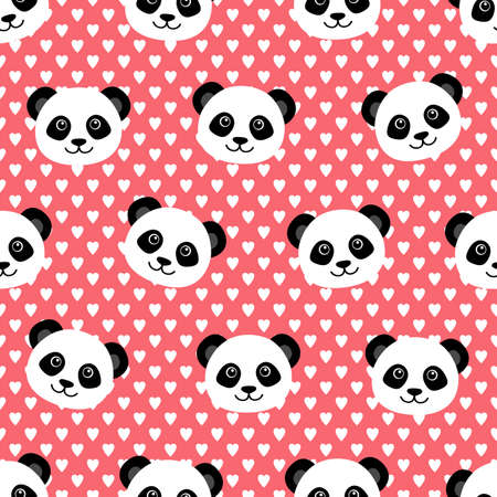 Seamless pattern with cute pandaのイラスト素材