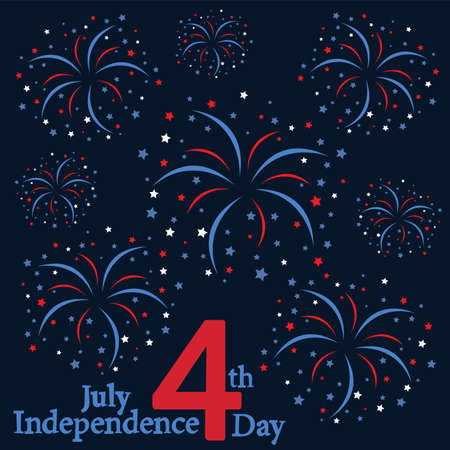 Happy Independence Day United states of America. 4th of July. Fireworks flat design. Vector illustrationのイラスト素材