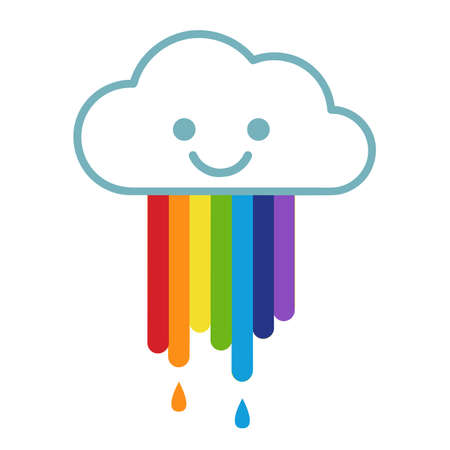 Cartoon cloud with rainbow. Iconのイラスト素材