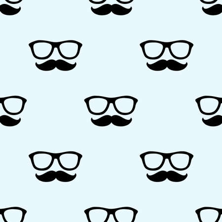 Mustache and glasses. Seamless vector patternのイラスト素材