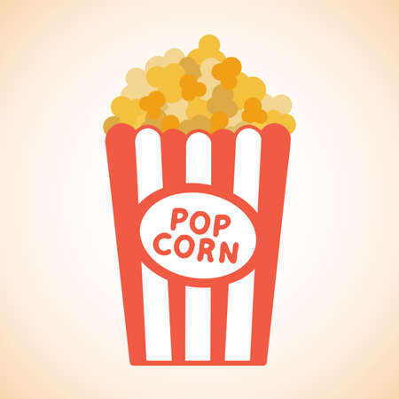 Popcorn. Vector cartoon illustration. Cinema icon in flat design style.のイラスト素材