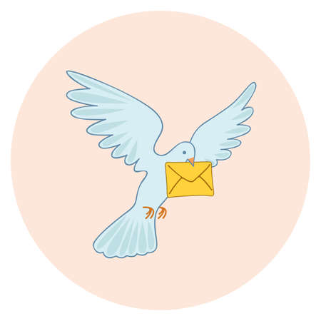Post pigeon. Vector illustration. Homer. Flying bird with message.のイラスト素材