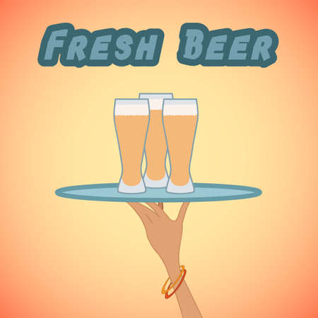 Fresh beer. Cartoon vector illustrationのイラスト素材