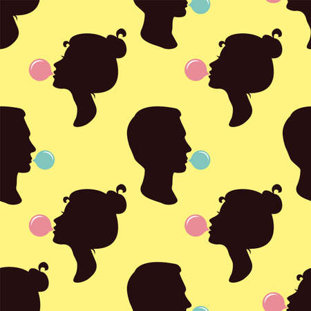 People blowing gum. Seamless vector wallpaperのイラスト素材