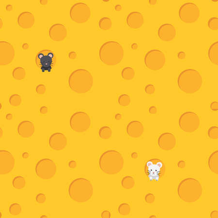 Seamless cheese background with mouseのイラスト素材