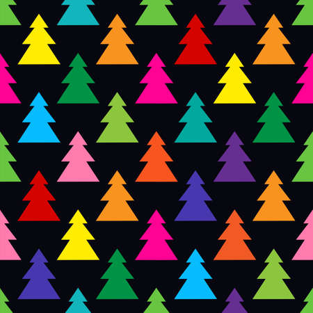 Colorful Christmas trees. Seamless vector patternのイラスト素材