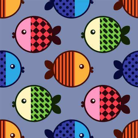 Vector seamless pattern of fish. Abstract wallpaperのイラスト素材