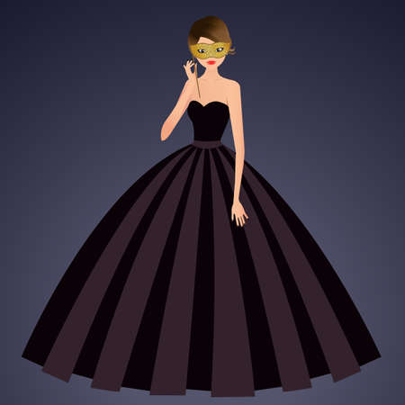 Woman with carnival mask. Vector illustrationのイラスト素材