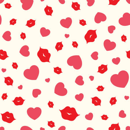Hearts and lips. Vector seamless patternのイラスト素材