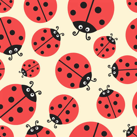 Cartoon ladybug. Seamless vector wallpaperのイラスト素材