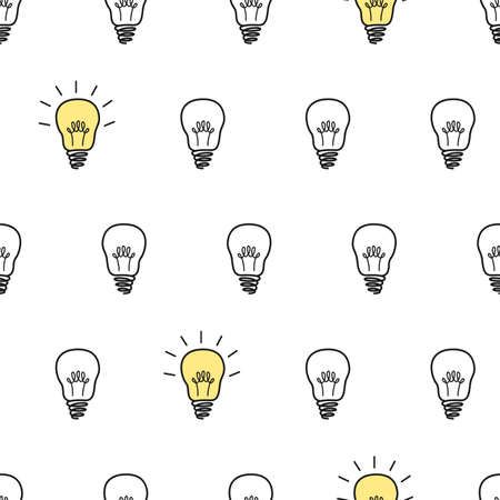 Seamless vector pattern with light bulbsのイラスト素材