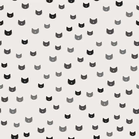 Little black cats. Seamless vector patternのイラスト素材