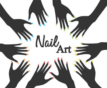 Nail art. Round frameのイラスト素材