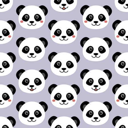 Cute panda face. Seamless cartoon wallpaperのイラスト素材